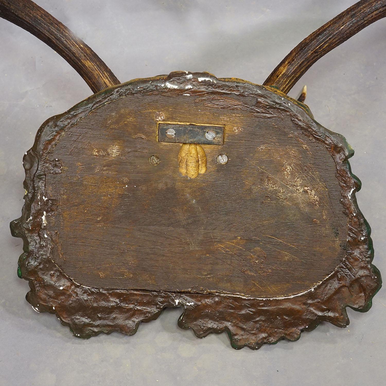 Antique Black Forest Red Deer Trophy on Reliefed Plaque - Germany ca. 1900 1