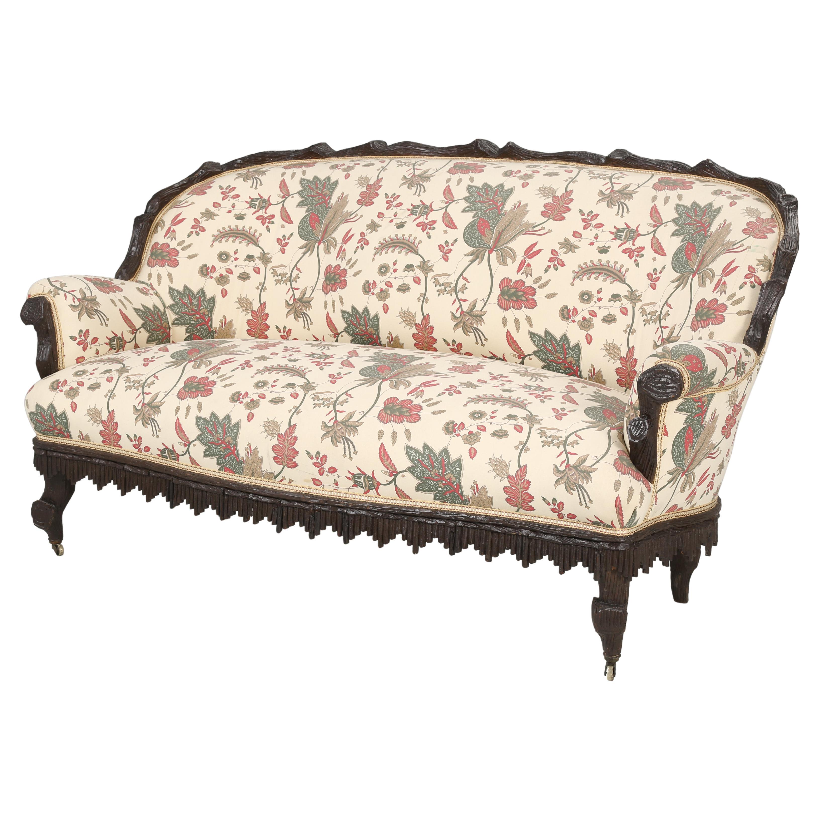 Antique Black Forest Sofa from French Chateau in the South of France, Restored For Sale