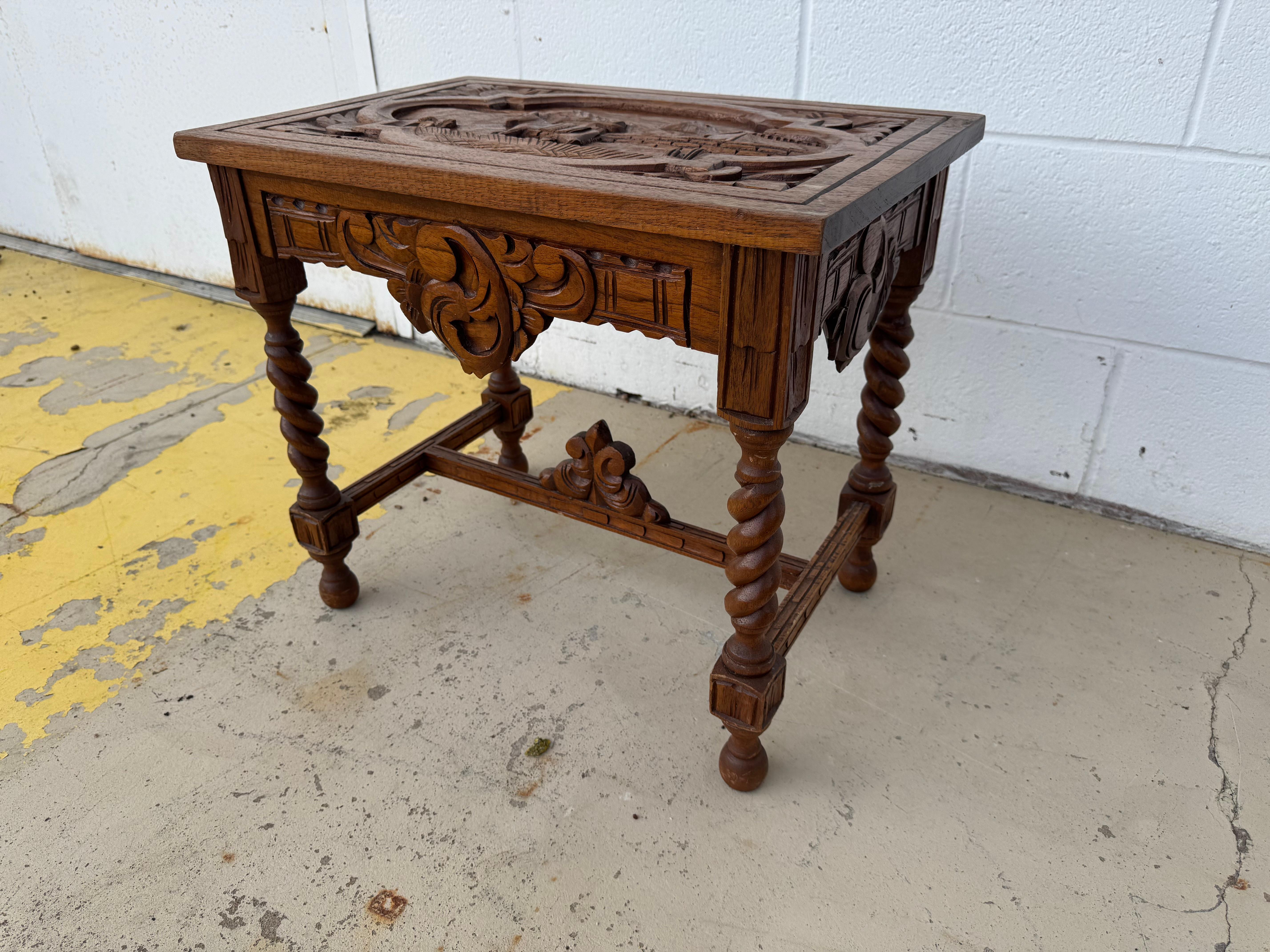 Aesthetic Movement Antique Black Forest Style Barley Twist Side Table For Sale