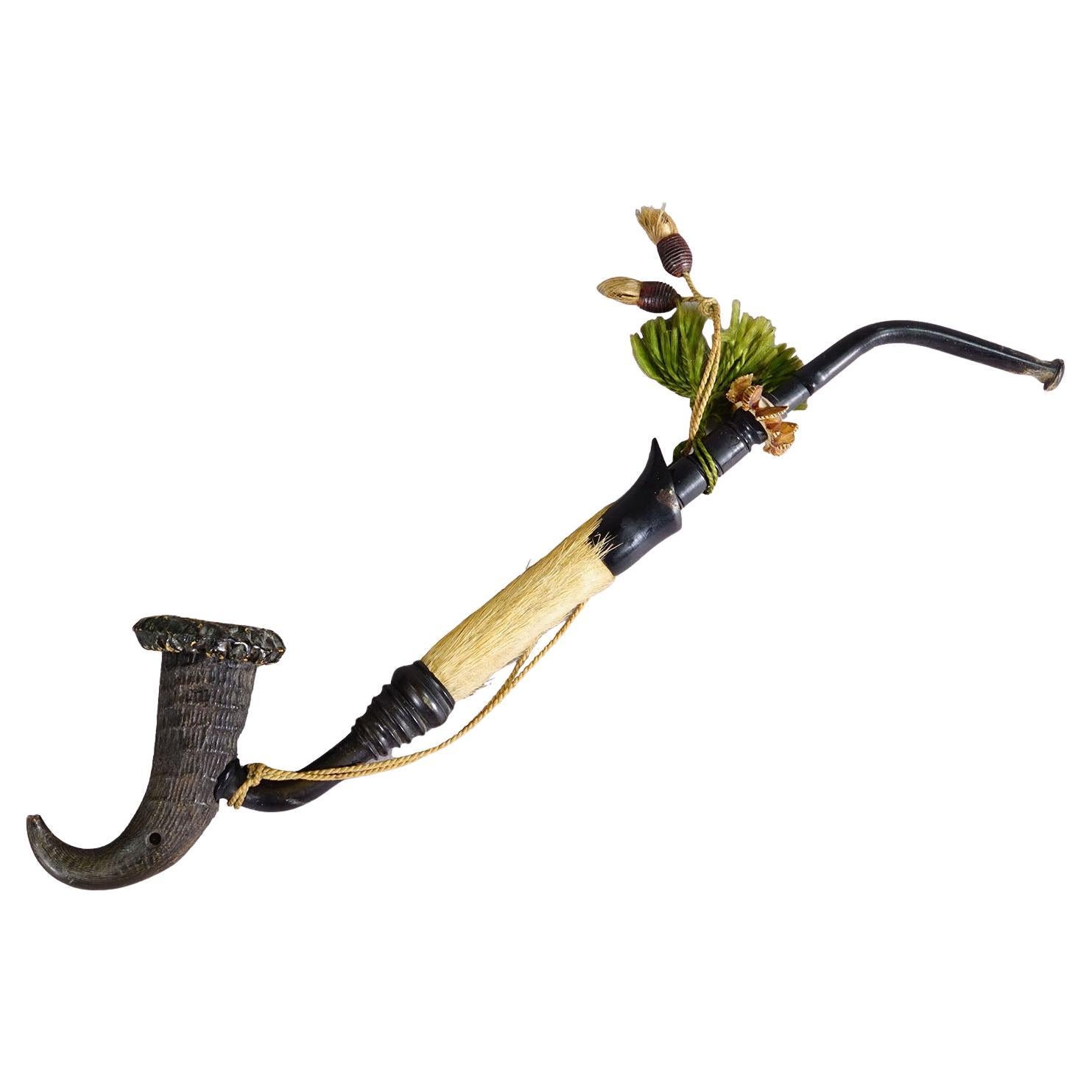 Pipa de tabaco antigua Black Forest con cuerno de gamuza hacia 1900
