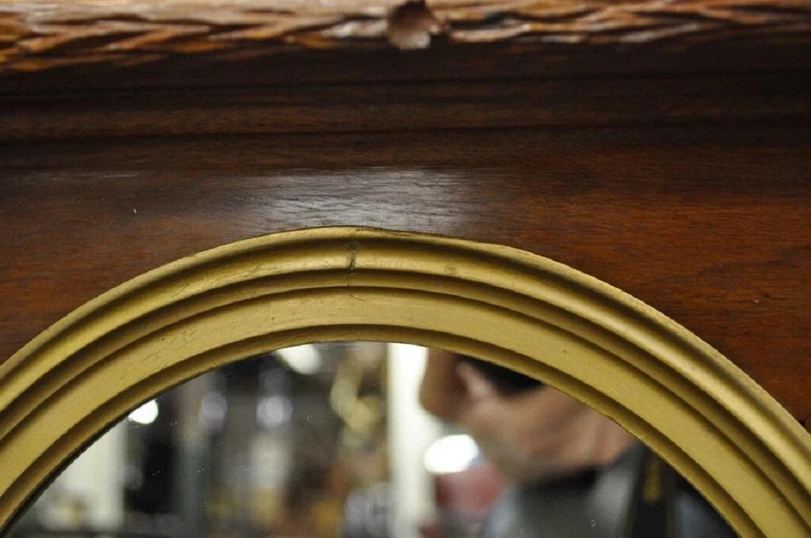 Antique Black Forest Victorian Faux Bois Carved Mahogany Gold Gilt Wall Mirror For Sale 5