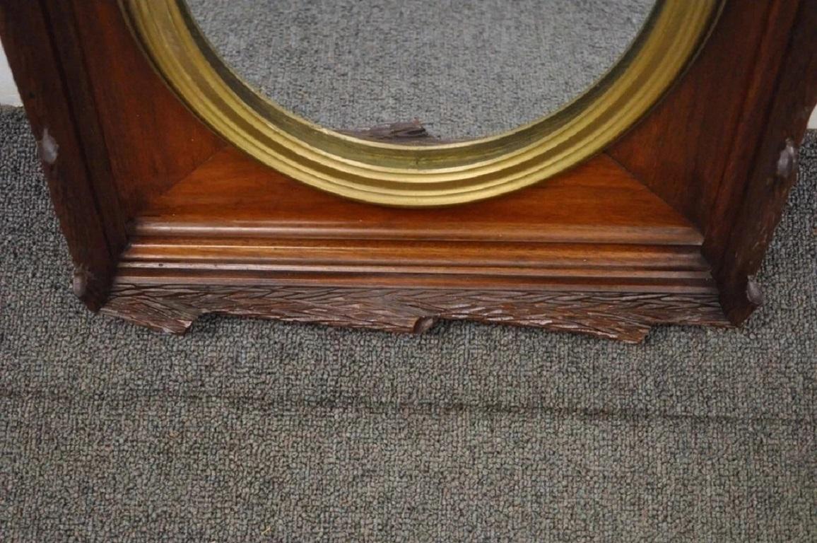 Unknown Antique Black Forest Victorian Faux Bois Carved Mahogany Gold Gilt Wall Mirror For Sale