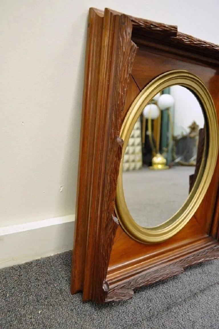 Antique Black Forest Victorian Faux Bois Carved Mahogany Gold Gilt Wall Mirror For Sale 1