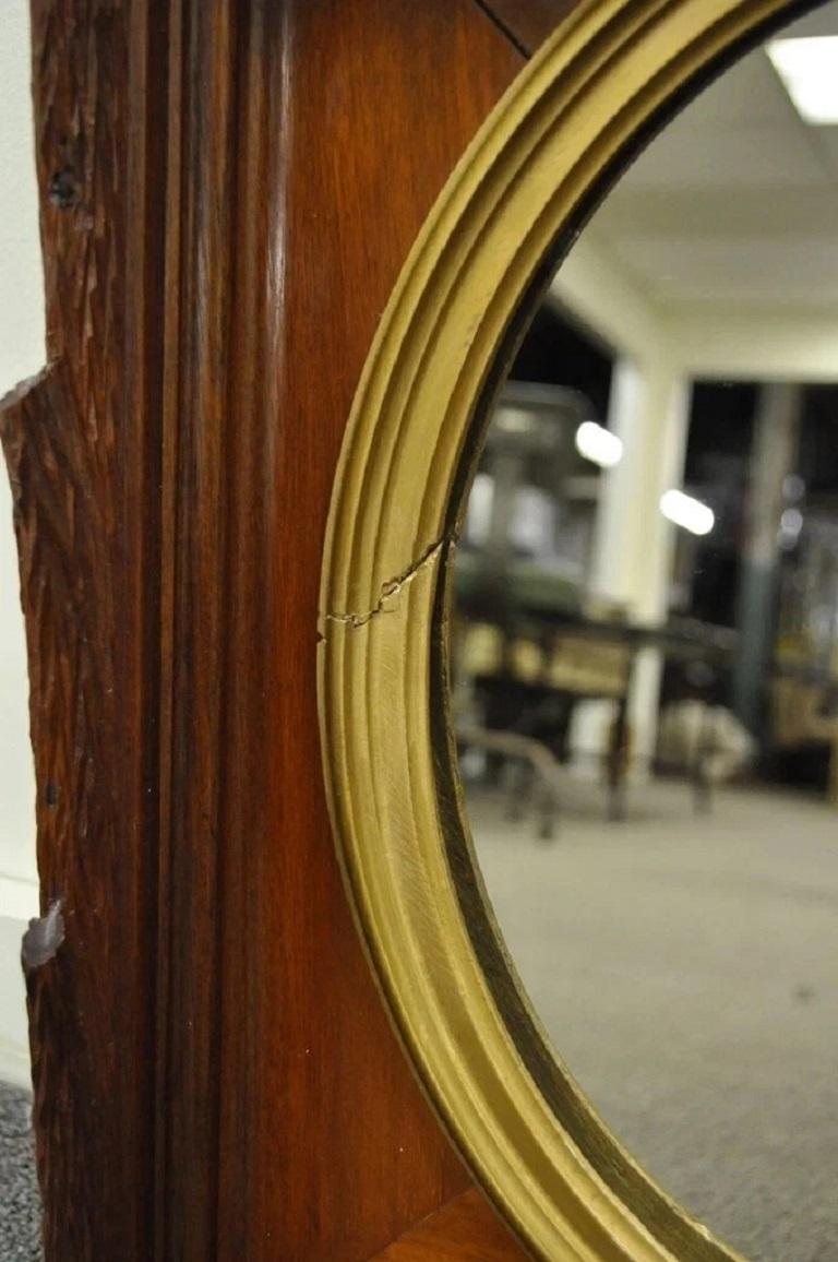 Antique Black Forest Victorian Faux Bois Carved Mahogany Gold Gilt Wall Mirror For Sale 2