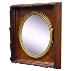 Antique Black Forest Victorian Faux Bois Carved Mahogany Gold Gilt Wall Mirror