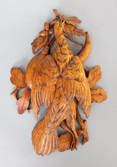 Antique Black Forest Wall Reliefs with Hunting Motifs, a pair