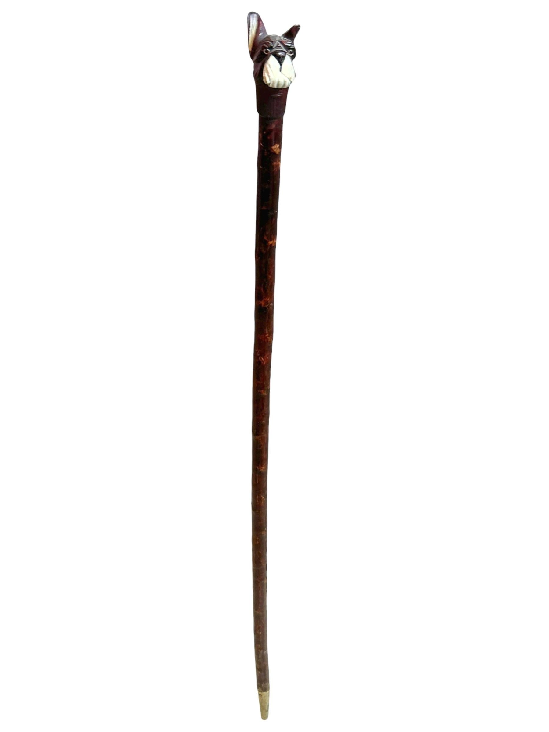 Antique Black Forest Wood Carved Scotty Dog Walking Stick Cane, 1900s, Germany For Sale 9