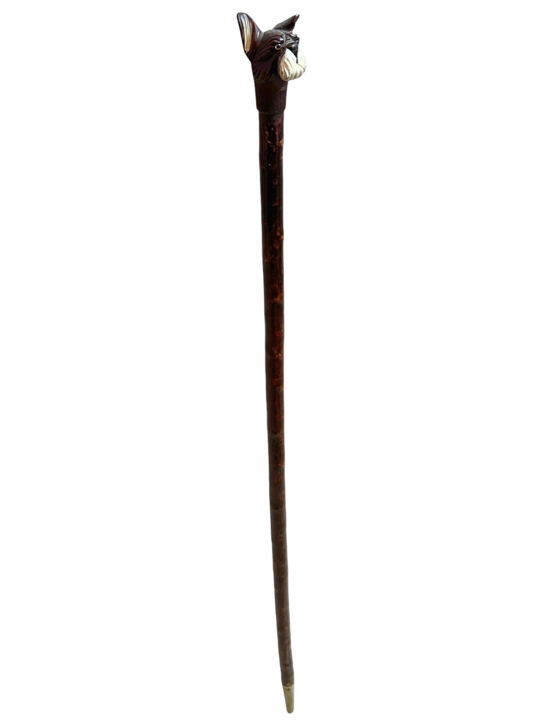 Antique Black Forest Wood Carved Scotty Dog Walking Stick Cane, 1900s, Germany For Sale 10
