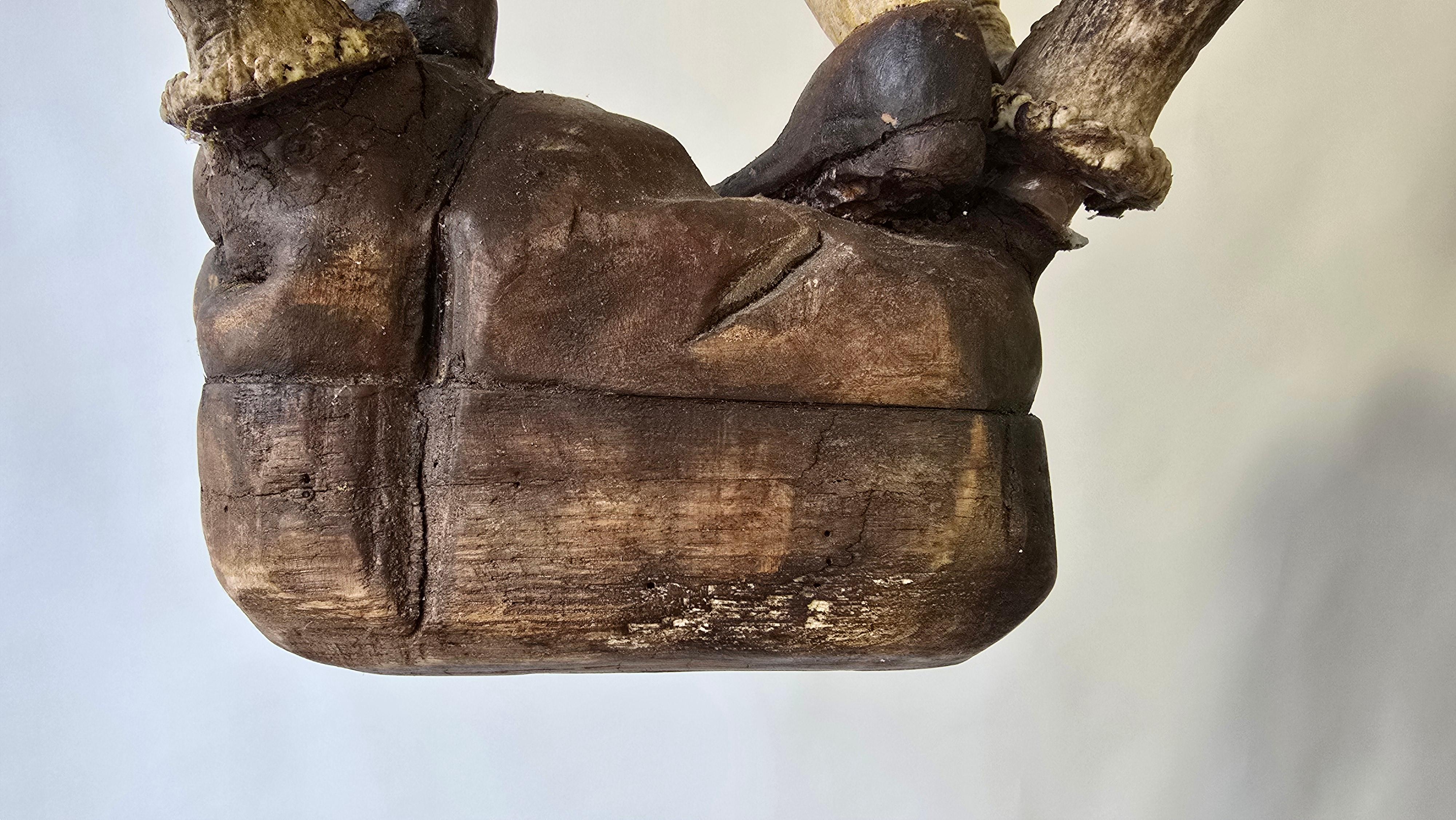 Antique Black Forest Wood Carving  Hunter Sculpture 1952 For Sale 7