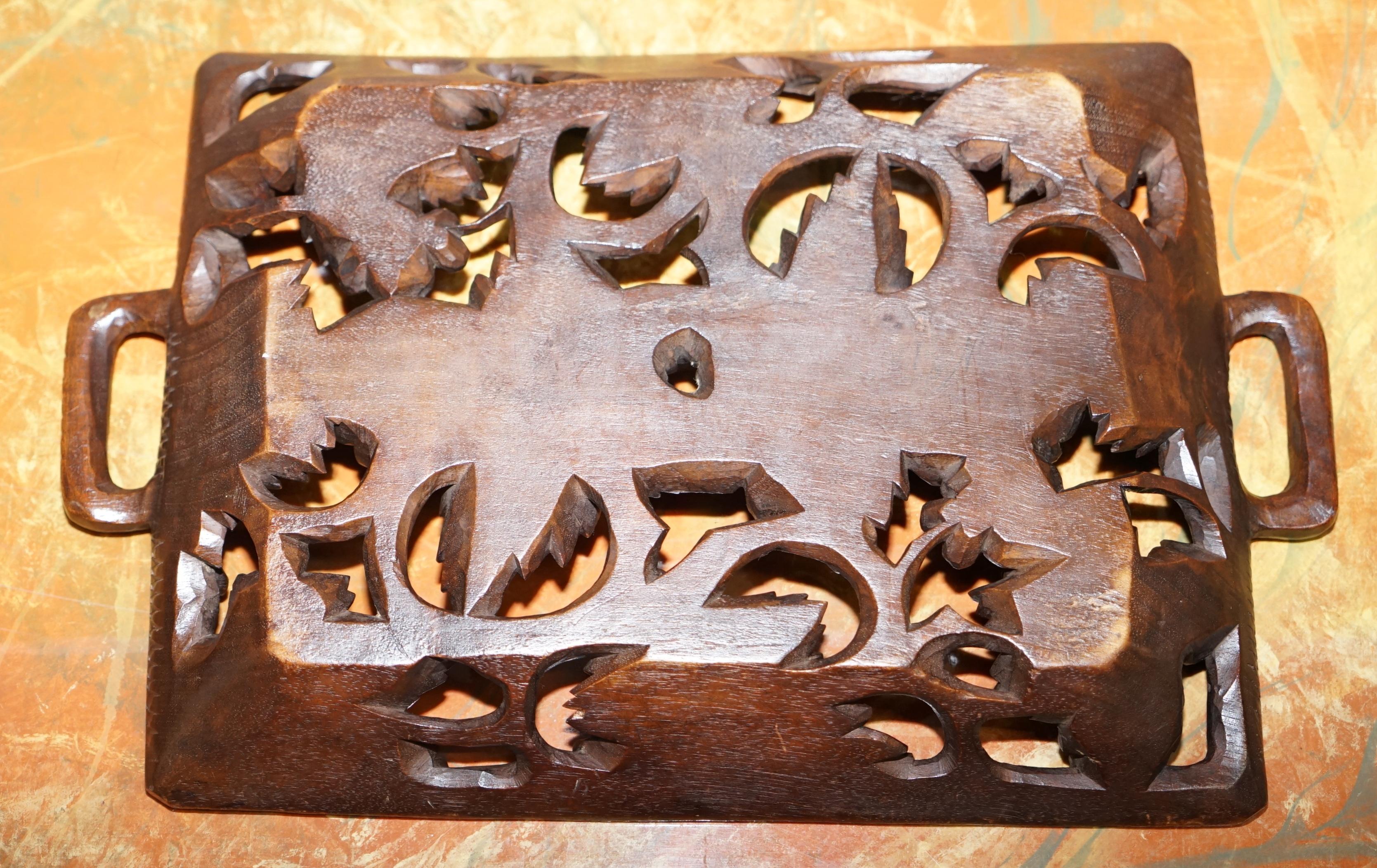 Antique Black Forrest Hand-Carved Fruit Serving Tray Lovely Decorative Piece 4