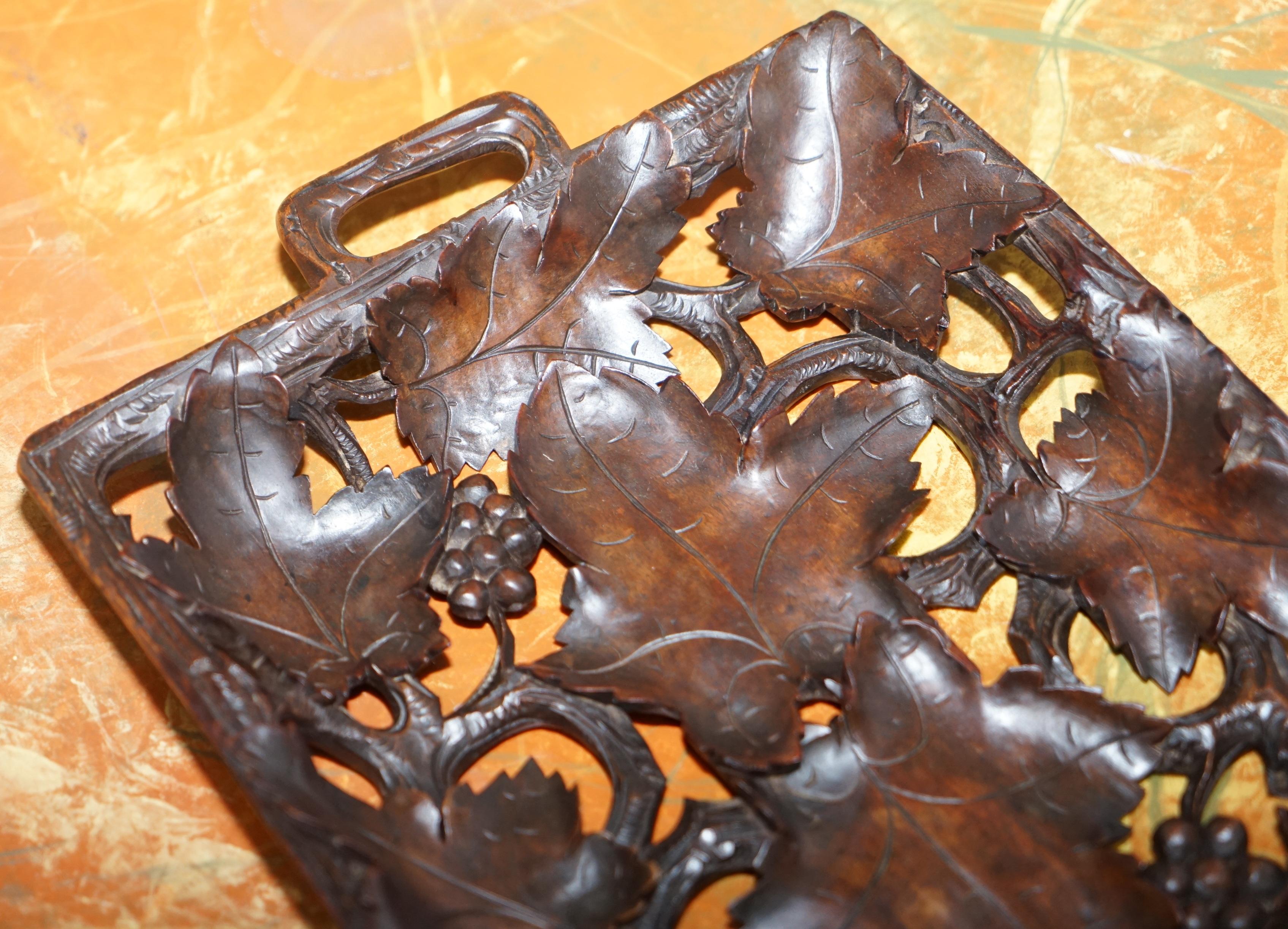 German Antique Black Forrest Hand-Carved Fruit Serving Tray Lovely Decorative Piece