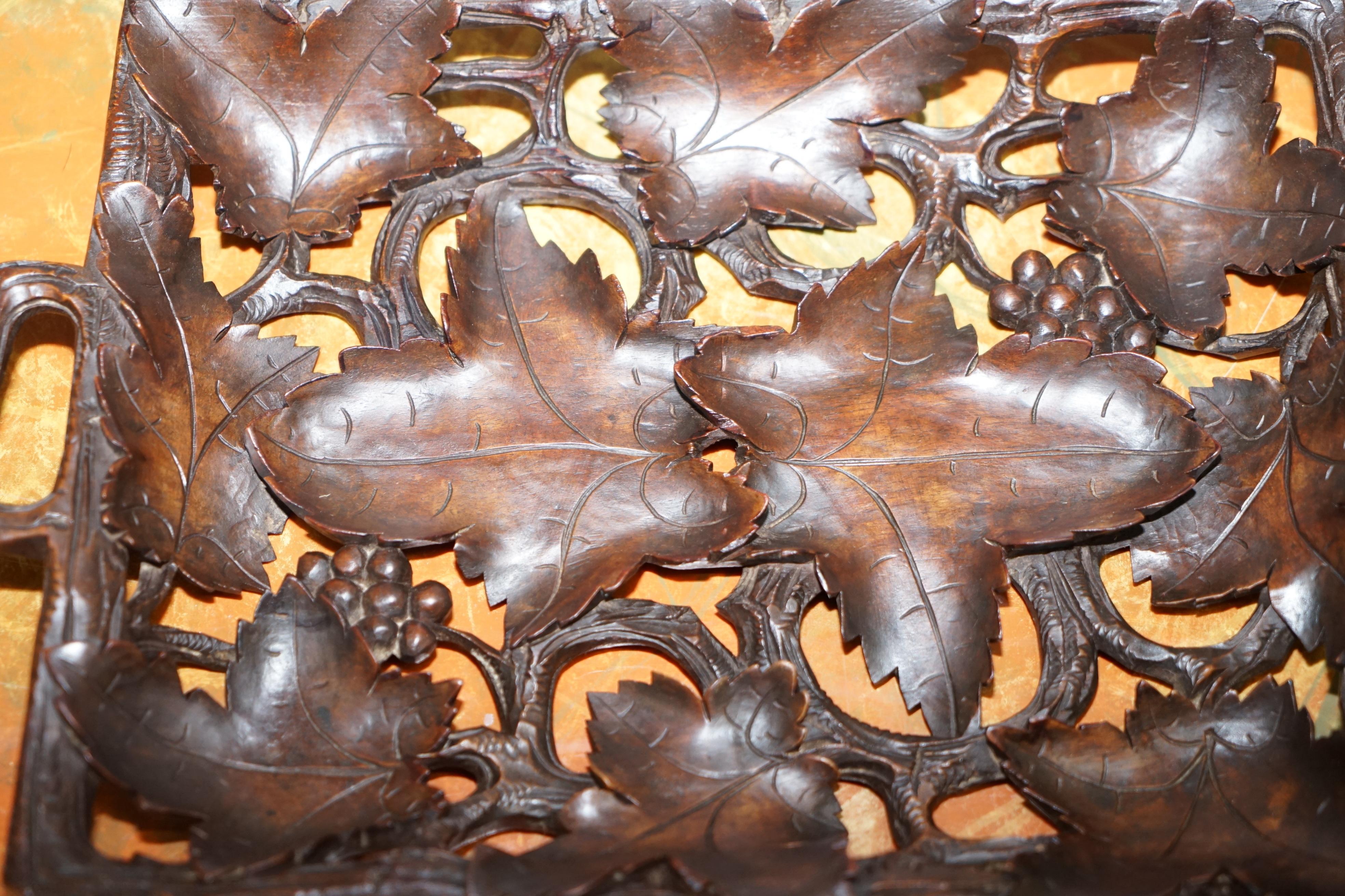 20th Century Antique Black Forrest Hand-Carved Fruit Serving Tray Lovely Decorative Piece
