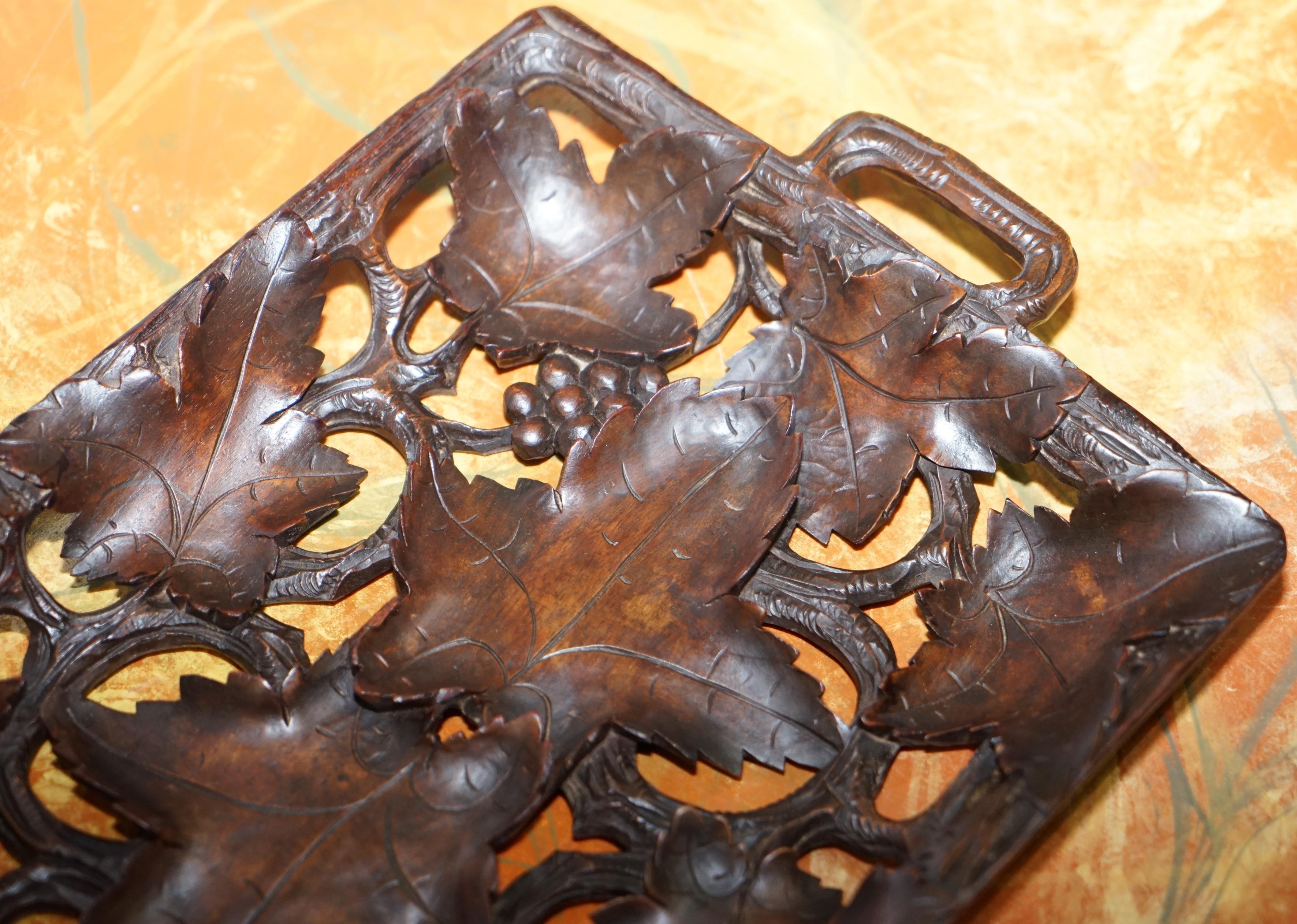 Hardwood Antique Black Forrest Hand-Carved Fruit Serving Tray Lovely Decorative Piece