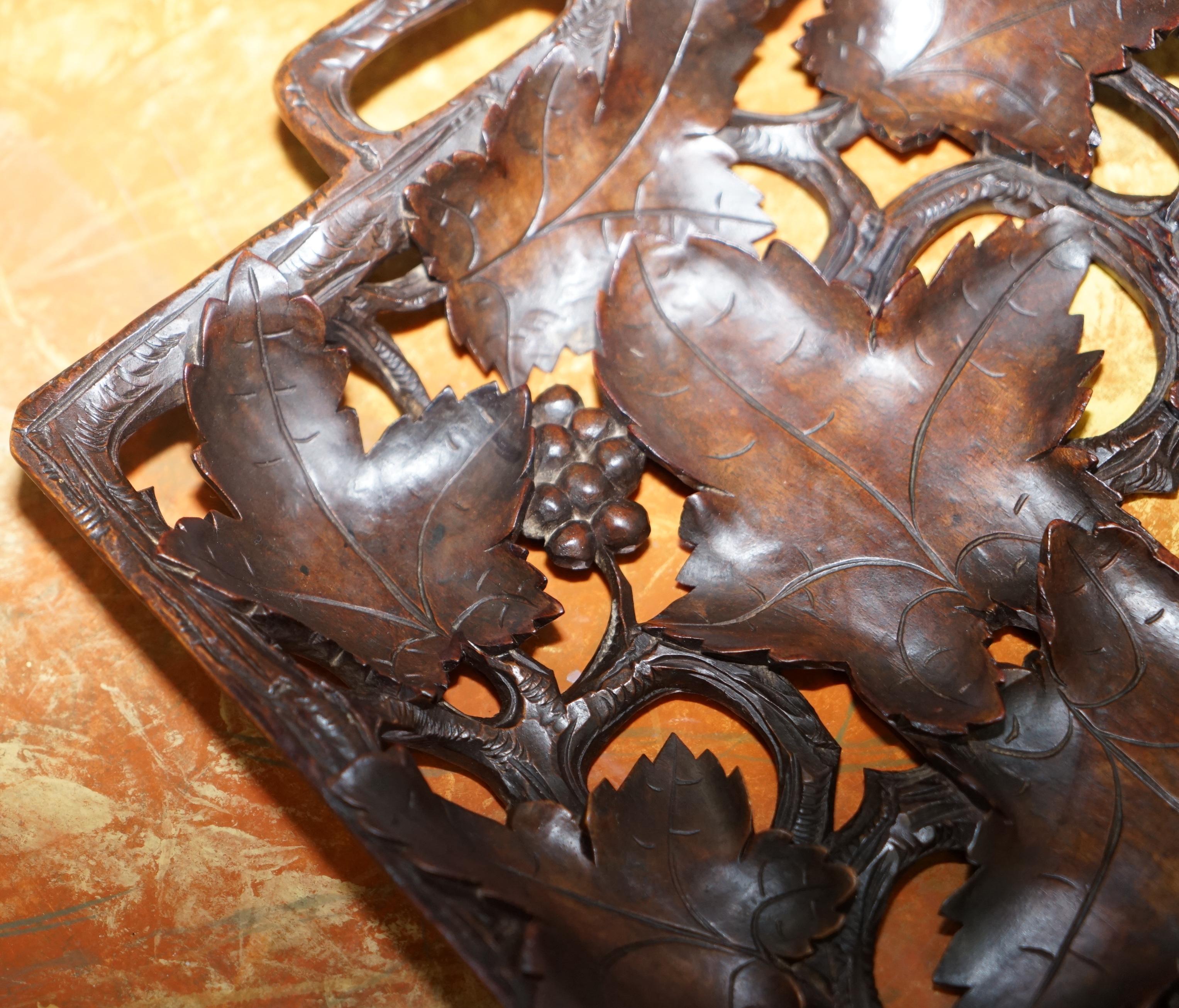 Antique Black Forrest Hand-Carved Fruit Serving Tray Lovely Decorative Piece 3