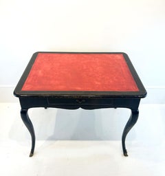 Ancienne table de bureau française Louis XV laquée noire