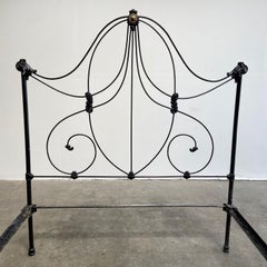 Antique Black Full Double Size Victorian Style Iron Bed with Rails