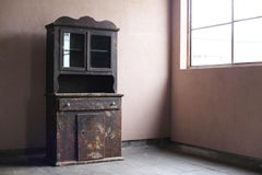 Antique Black Glass Cabinet from France 19th