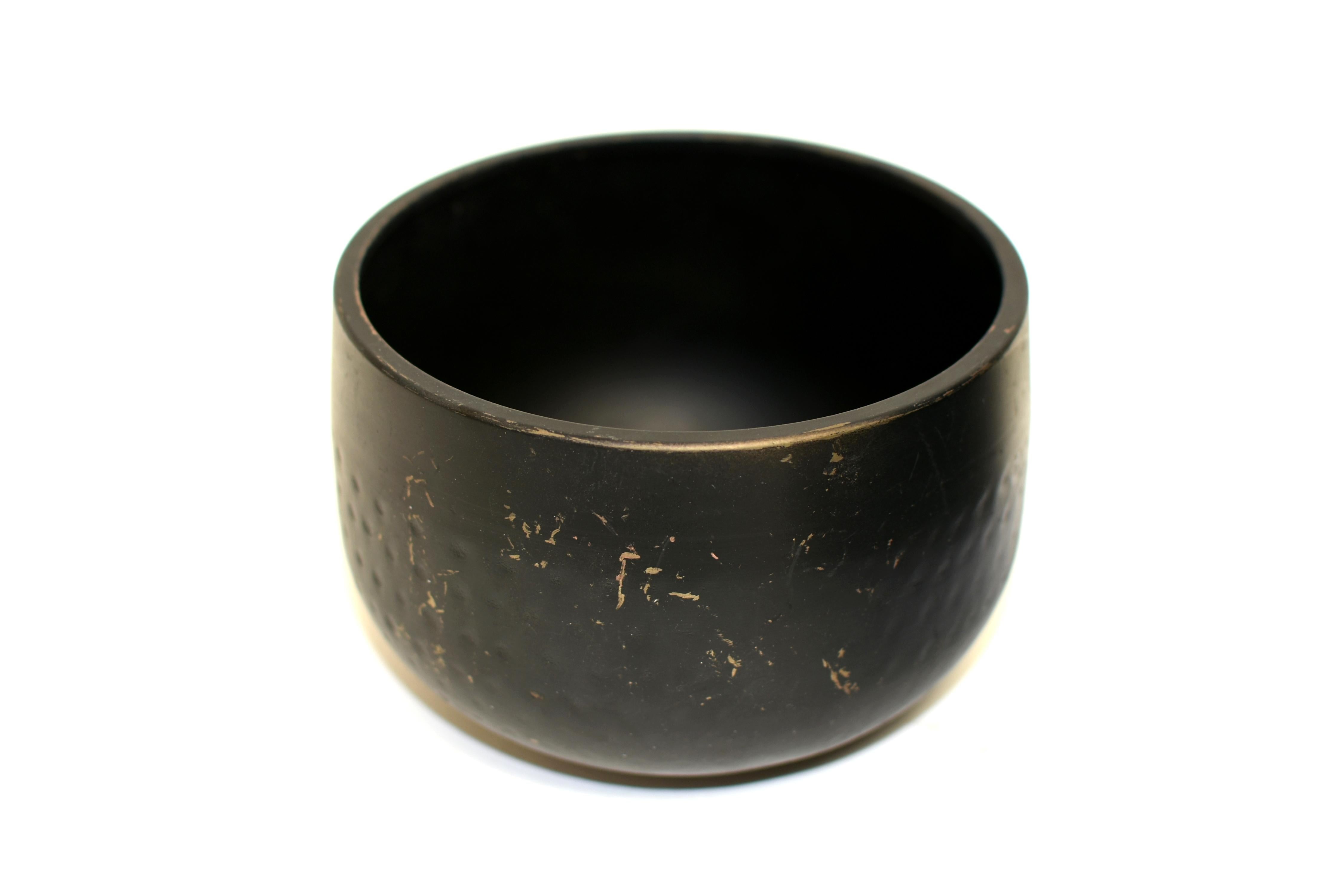 Bronze Antique Black Japanese Singing Bowl F Tone For Sale