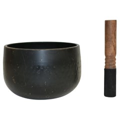 Antique Black Japanese Singing Bowl F Tone