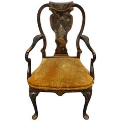 Fauteuil ancien en laque japonaise noire