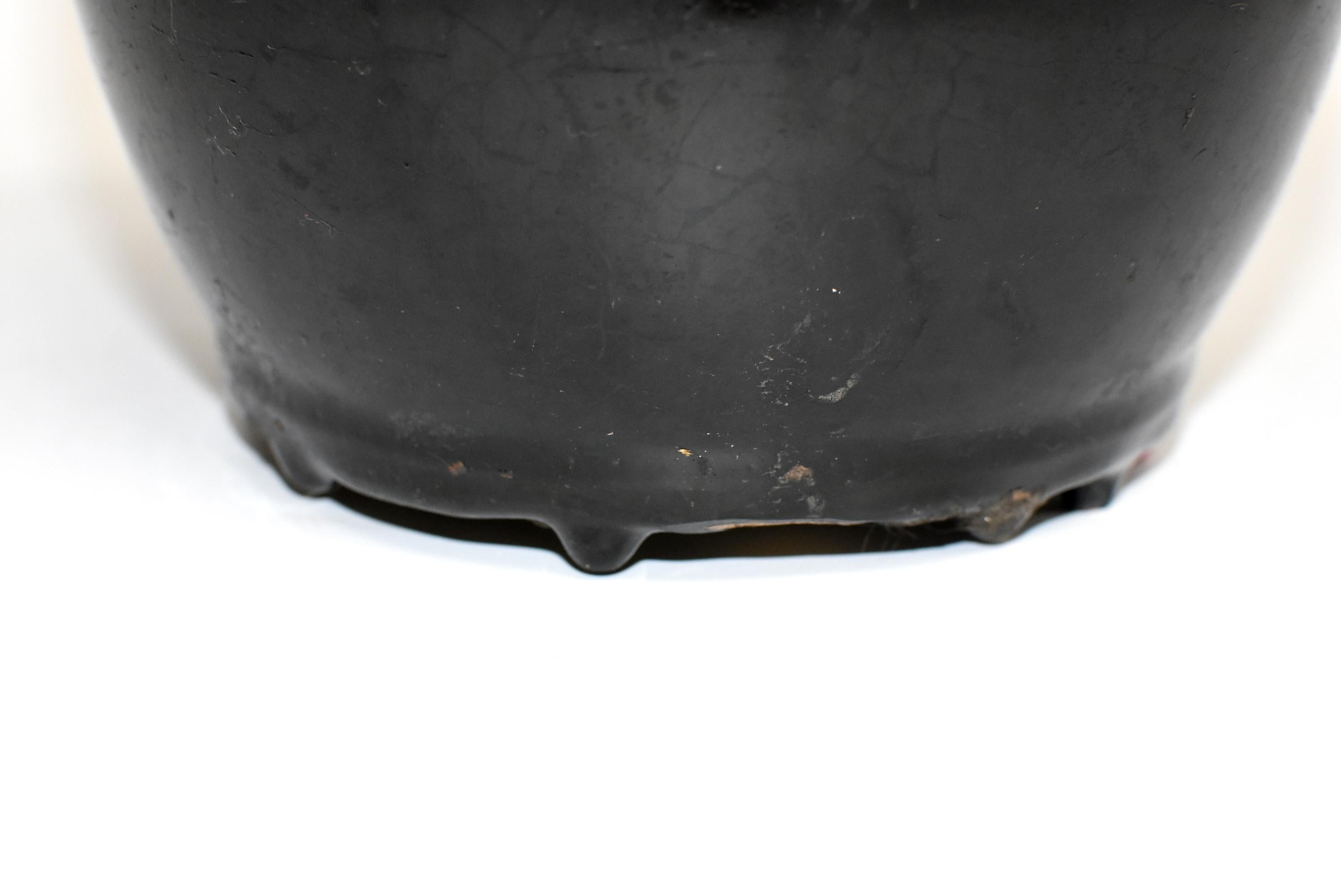 Antique Black Jar, High Neck, Handmade Chinese Pottery 8