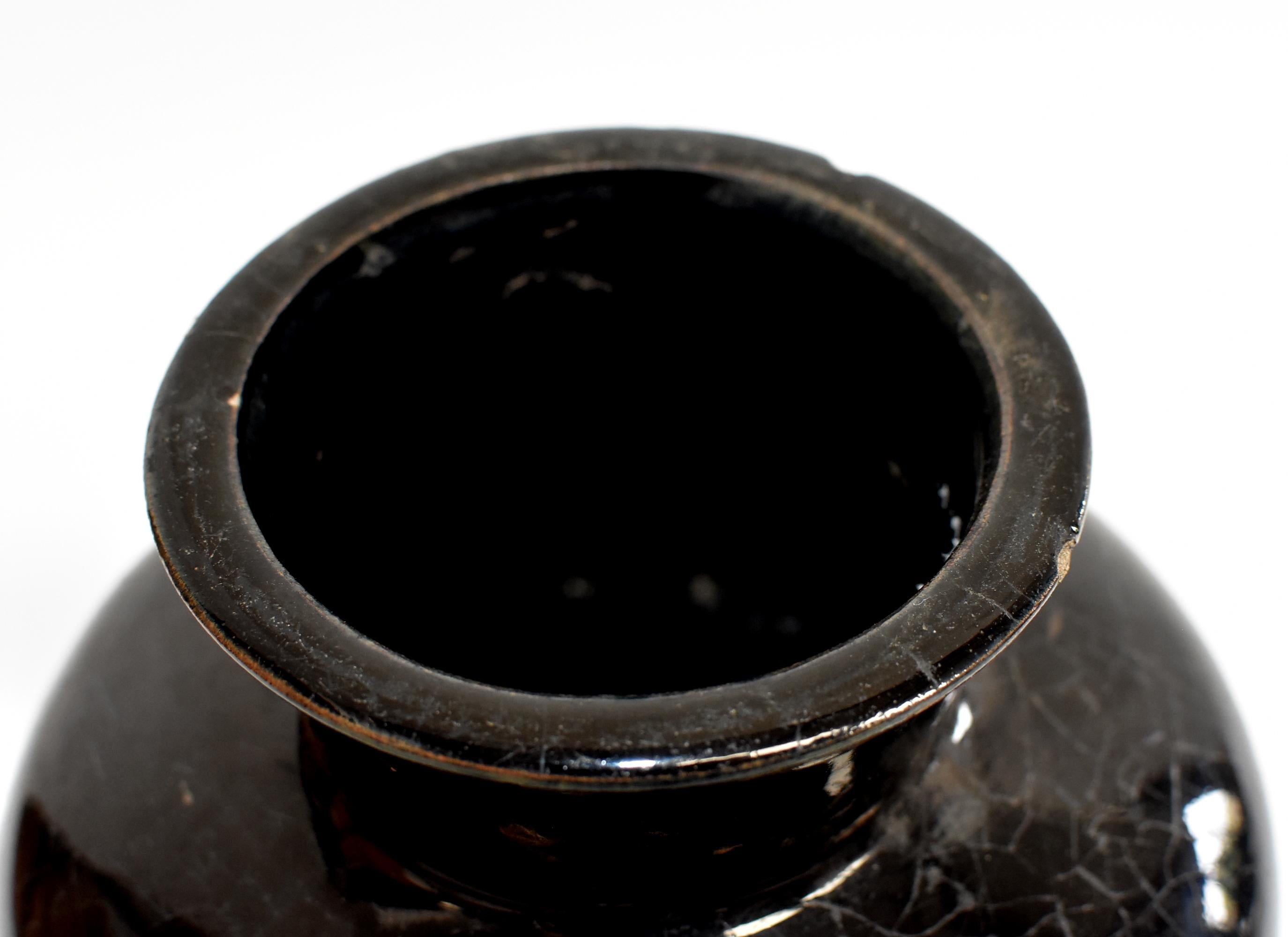 Antique Black Jar, High Neck, Handmade Chinese Pottery 2