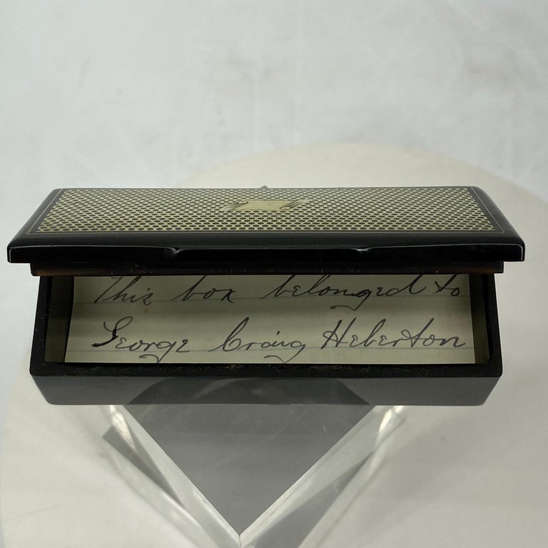 Antique Black Lacquer and Brass Trinket Decorative Box For Sale at 1stDibs