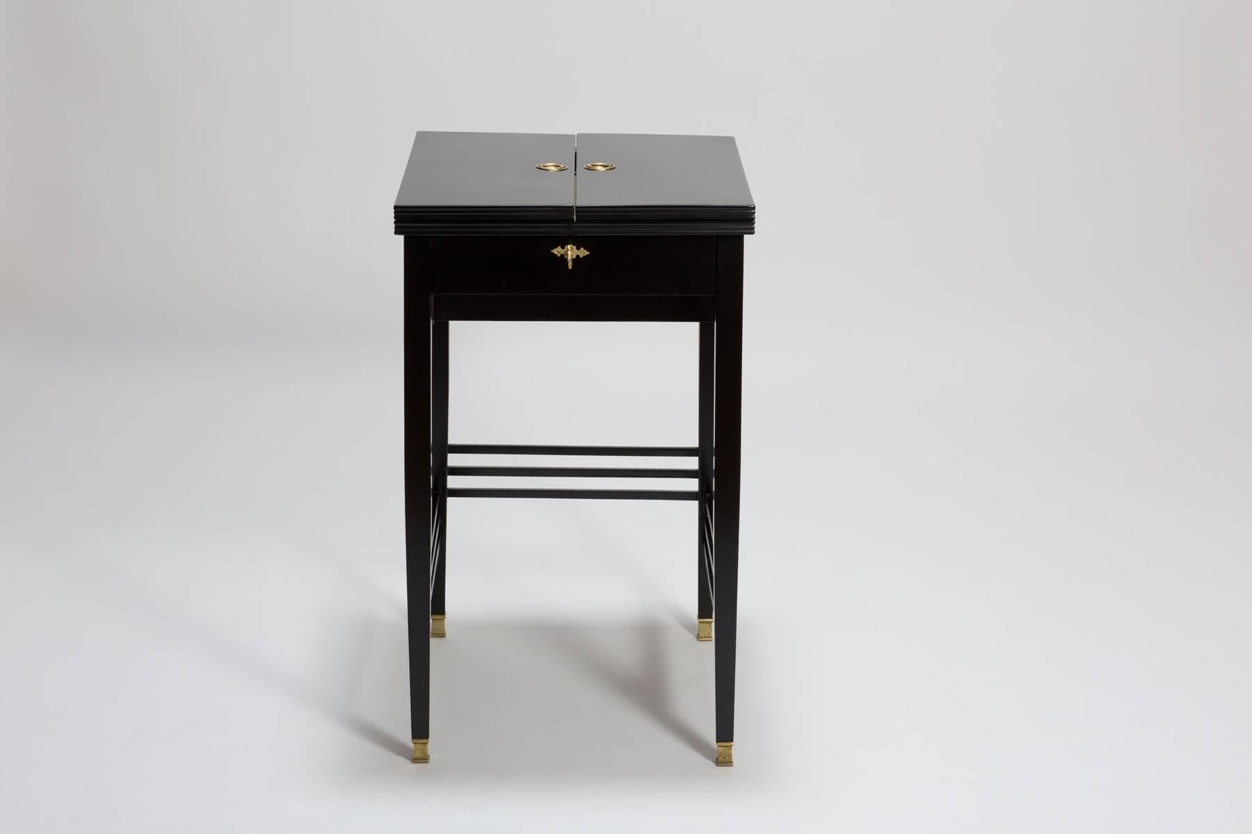 Austrian Antique Black Lacquered Art Nouveau Writing Desk and Table from Vienna