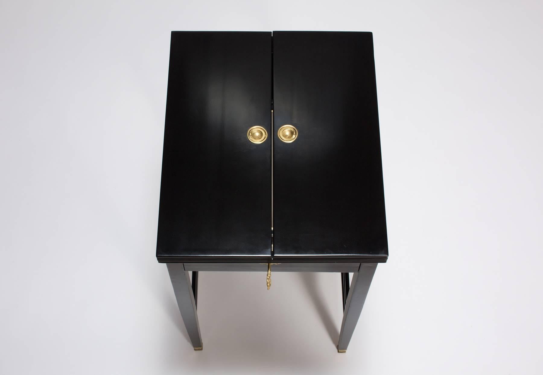 Early 20th Century Antique Black Lacquered Art Nouveau Writing Desk and Table from Vienna