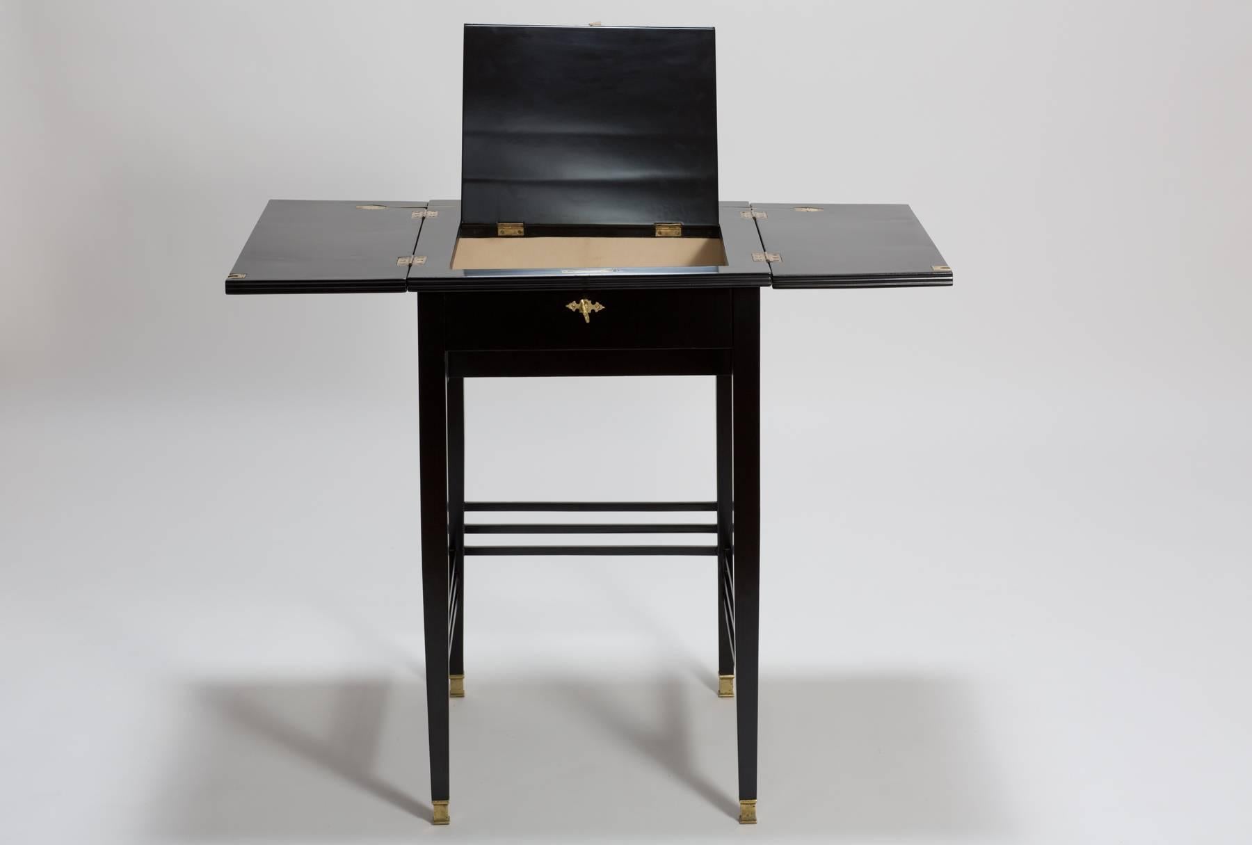 Antique Black Lacquered Art Nouveau Writing Desk and Table from Vienna 1