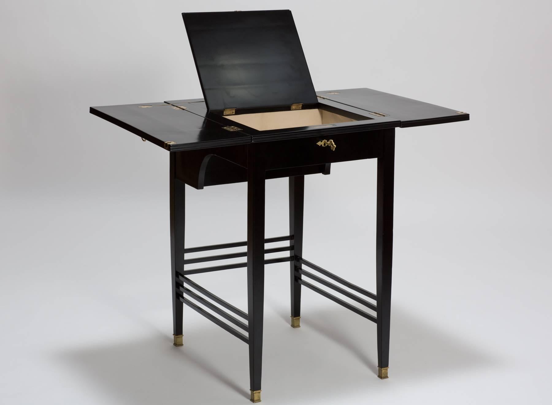 Antique Black Lacquered Art Nouveau Writing Desk and Table from Vienna 2