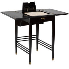 Antique Black Lacquered Art Nouveau Writing Desk and Table from Vienna