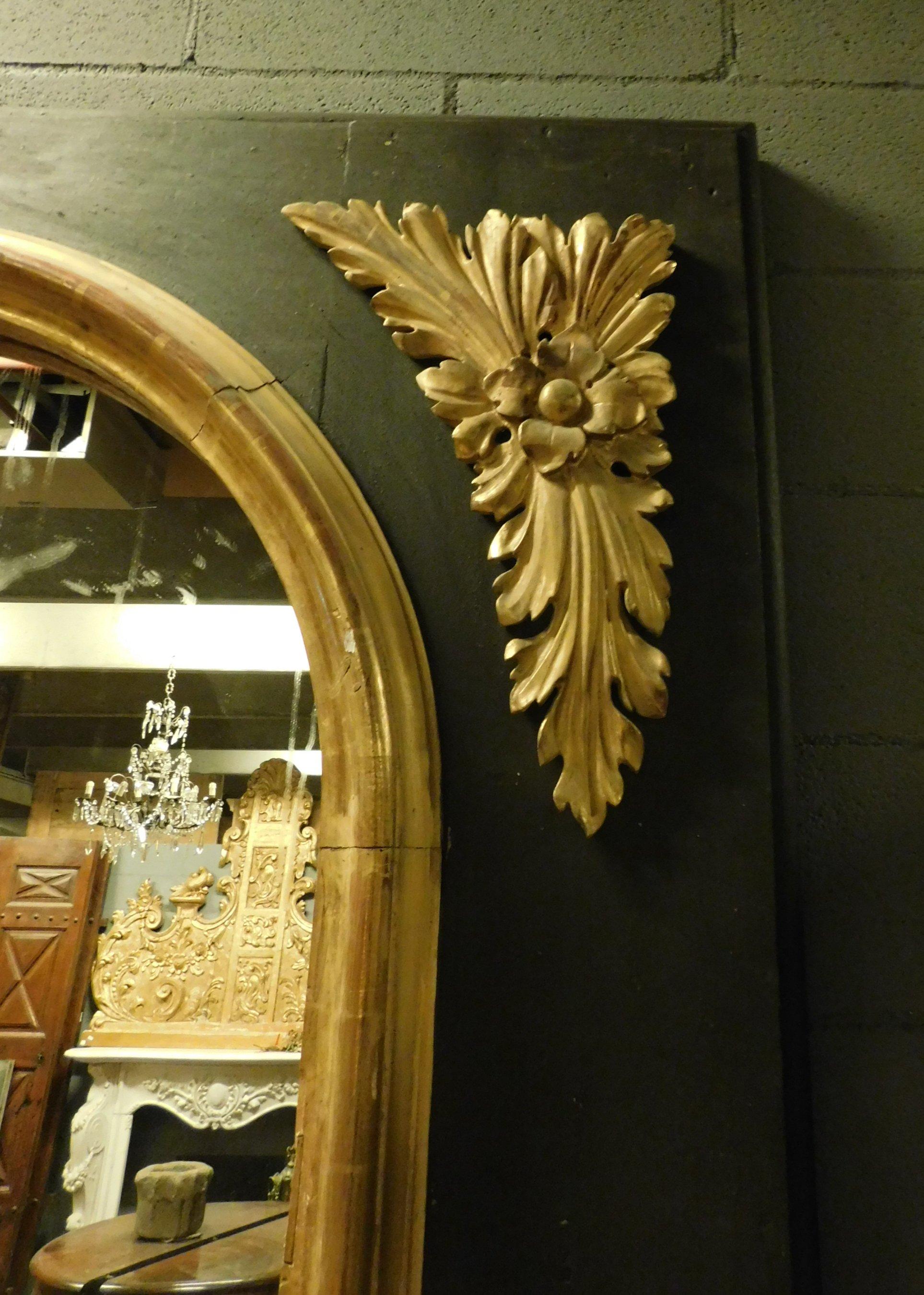 19th Century Antique Black Lacquered Mirror, with Golden Decorations, 1800, Italy