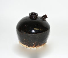 Antique Black Lacquered Vinegar Pot with Sprout