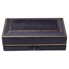 Antique black leather cufflink box by E. B. Horn Co., Boston