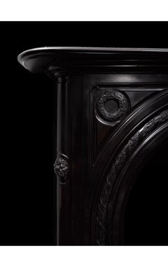 Antique Black Marble Fireplace from the Early Victorian Period, circa 1850