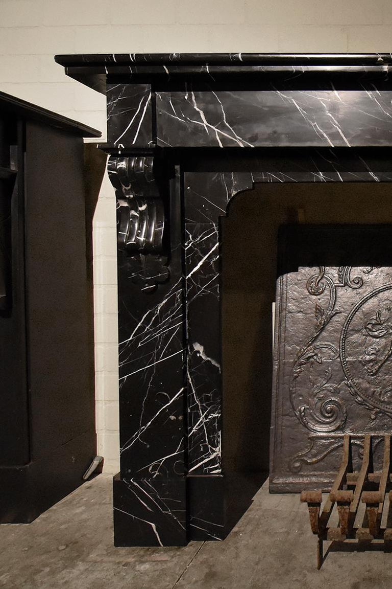 Antique Black Marble Fireplace Mantel 19th Century For Sale At