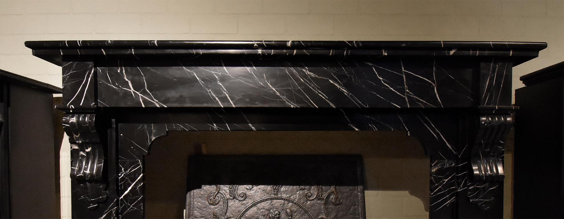 antique black marble fireplace surround