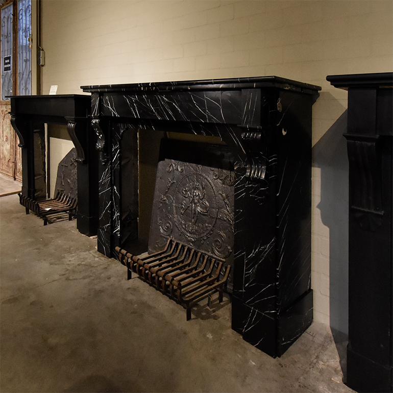 Dutch Antique Black Marble Fireplace Mantel, 19th Century