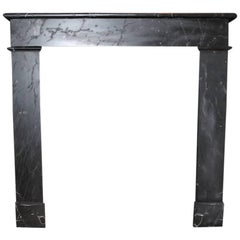 Antique Black Marble Fireplace Mantel, 19th Century