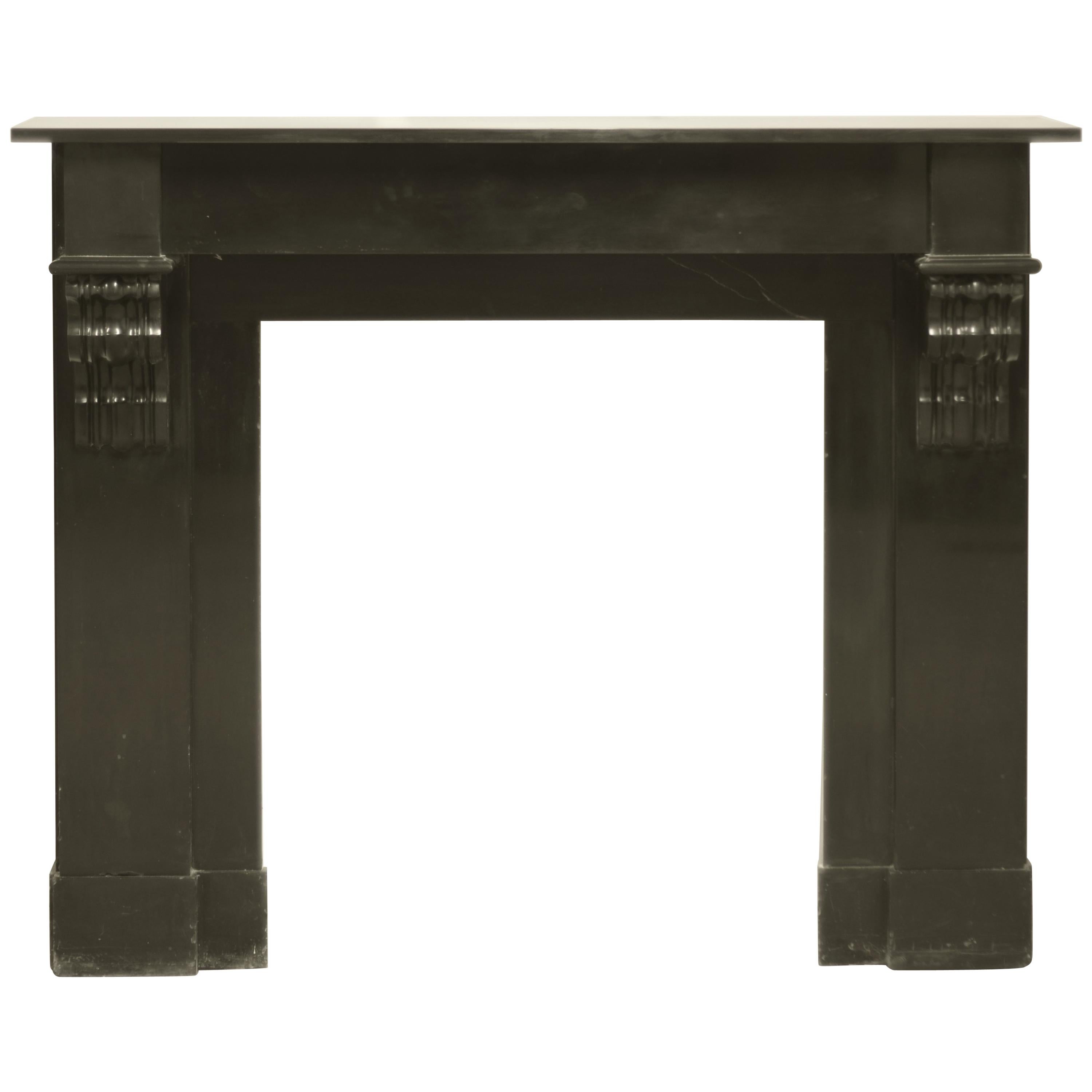 Antique Black Marble Fireplace Mantel