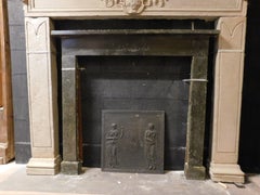 Antique Black Marble Fireplace Mantle with Central Carving, 19th Century Italy