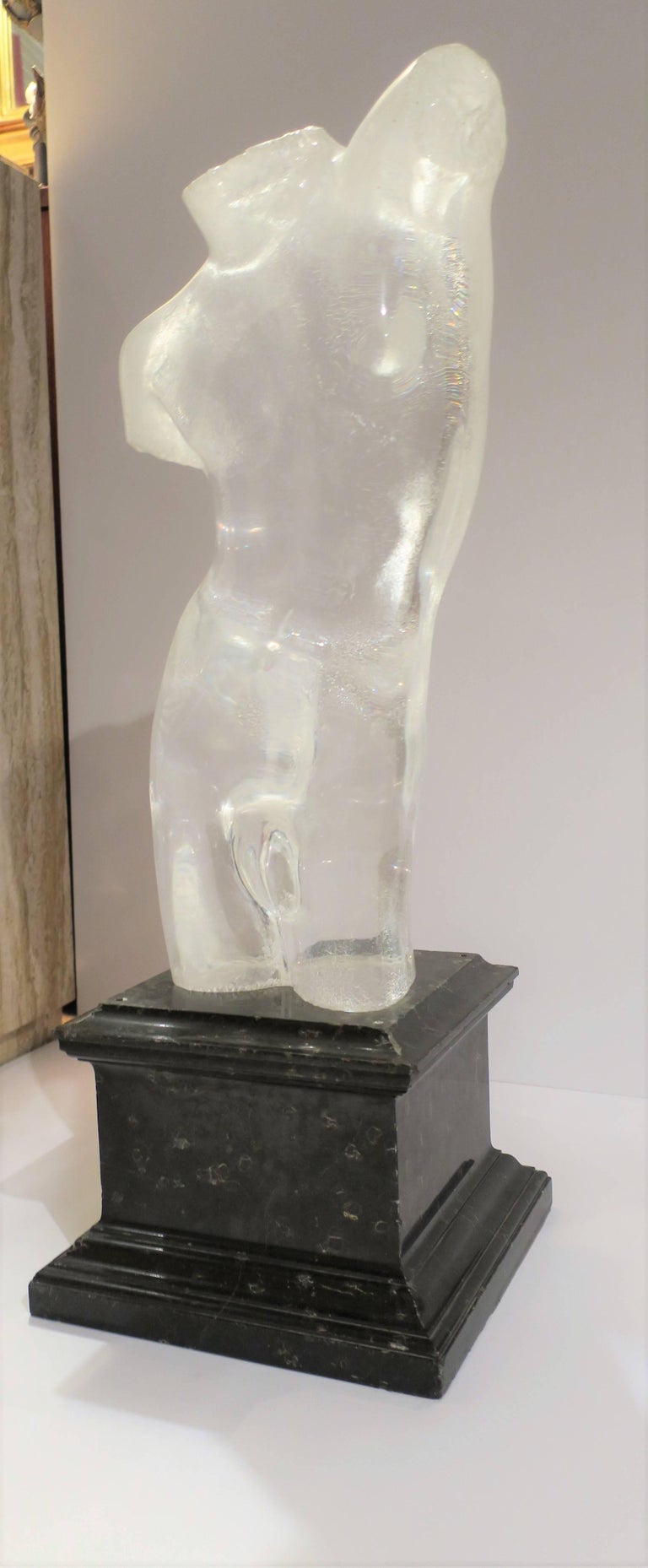 Antique Black Marble Sculpture Pedestal Column or Plinth Base, Late