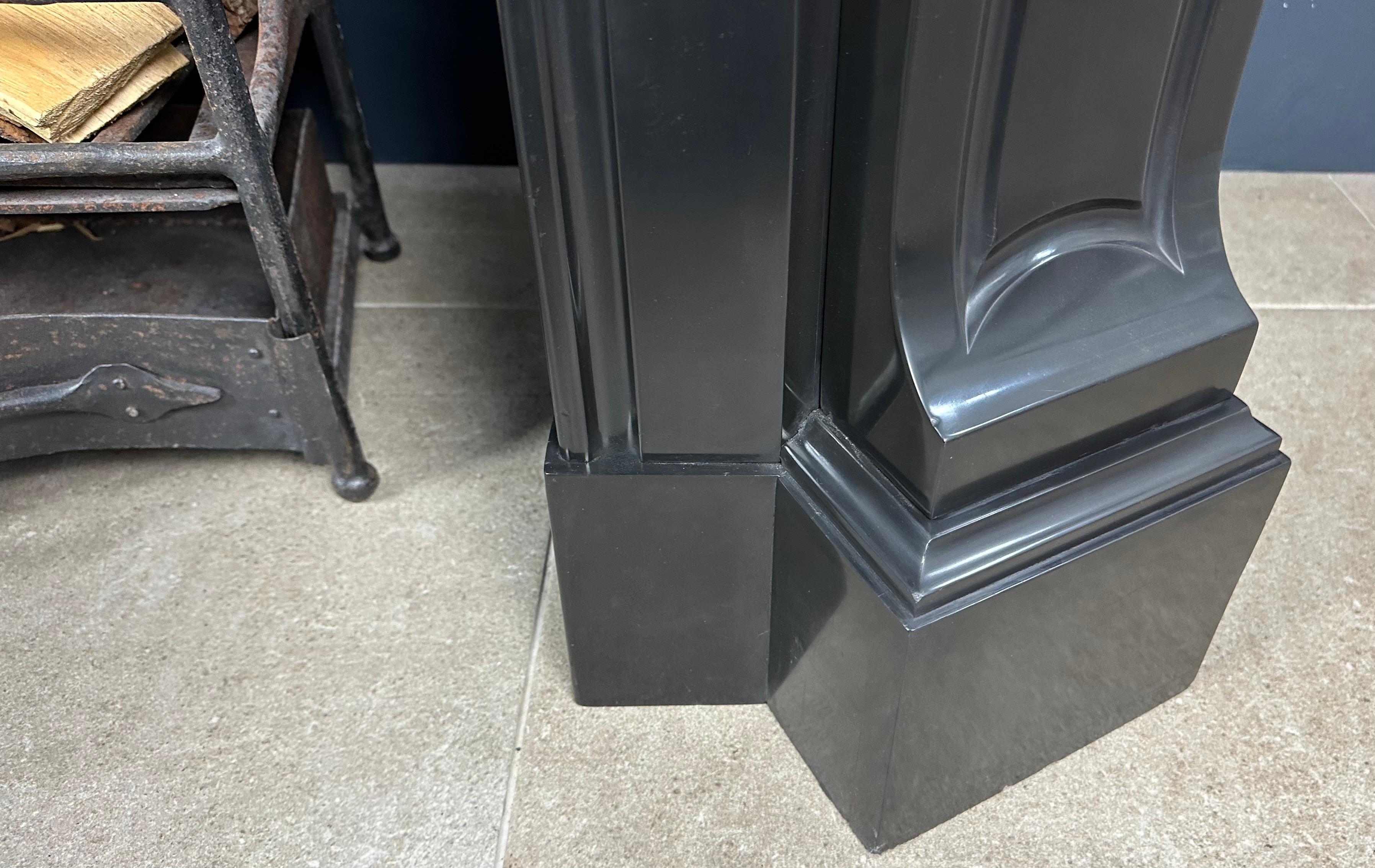 Antique Black Marble Shell Fireplace: Deep Gloss For Sale 3