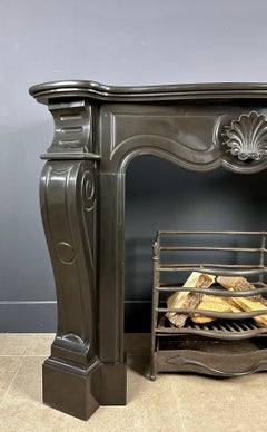 Antique Black Marble Shell Fireplace: Deep Gloss