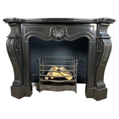 Antique Black Marble Shell Fireplace: Deep Gloss
