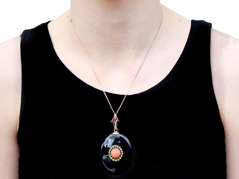Pendentif Vintage Plaqué Or – Pierre Onyx Noire – Médaille Homme/femme