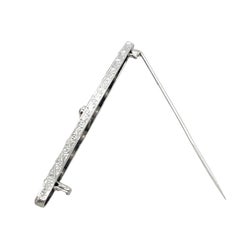 Antique Black Onyx & Diamond Platinum Brooch