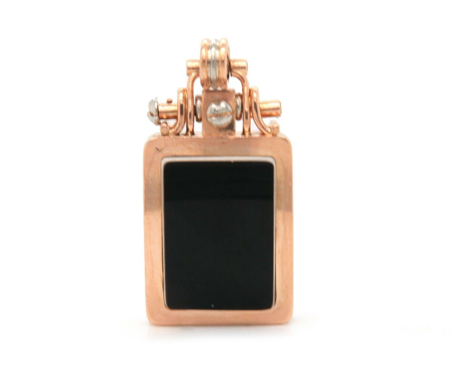 Mixed Cut Antique Black Onyx Mourning Locket Pendant in 14K Rose Gold For Sale