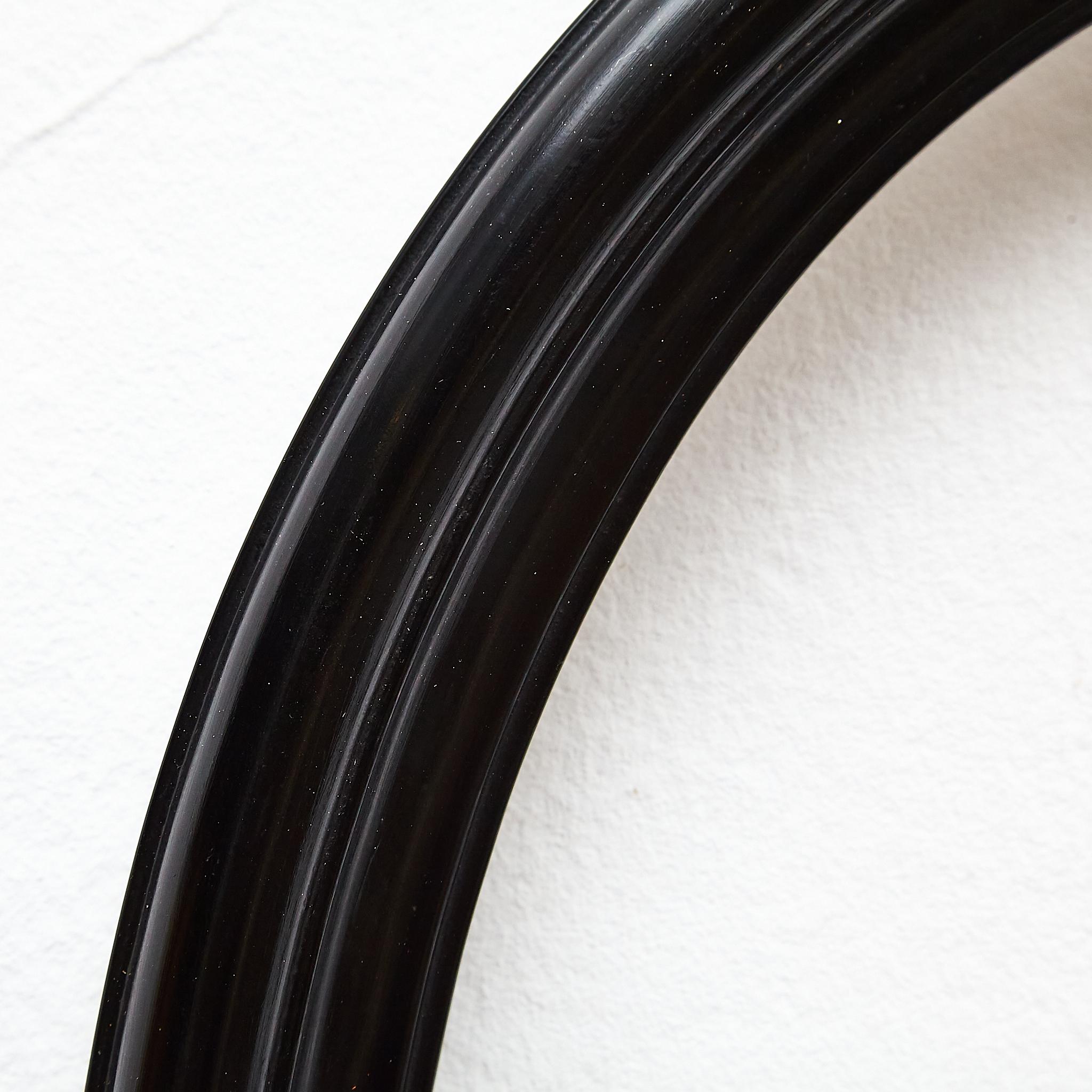 Antique Black Oval Wood Laquered Frame, circa 1950 1